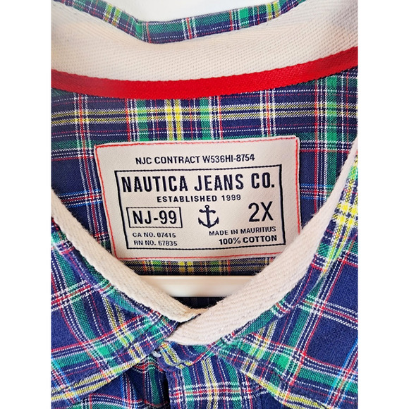 Nautica Jeans Co. Long Sleeve Plaid Multicolor Button Up Down Shirt NJ-99 Sz 2X - Picture 2 of 11